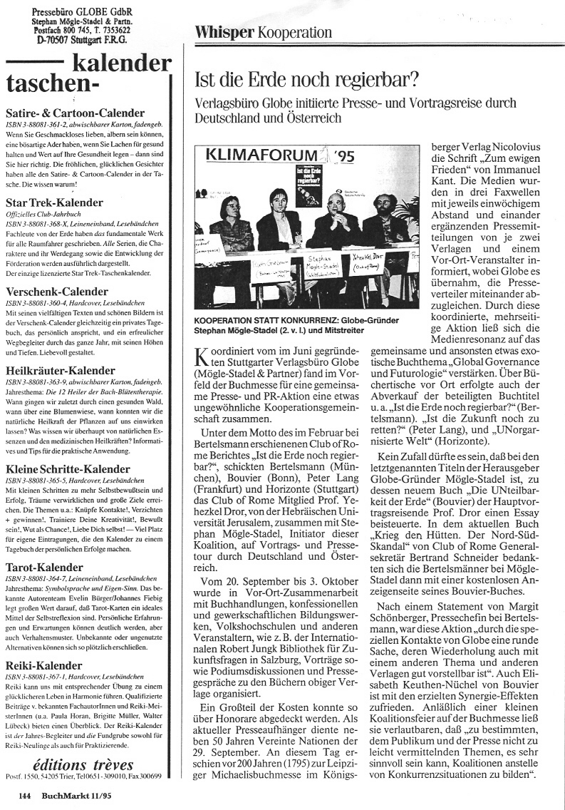Globe-Bericht, Buchmarkt 11/95
